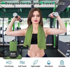 Microfiber Travel Sports Towel Quick Dry Lightweight Absorbent Camping Green